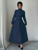 Abrigo Elegante de Invierno de Color Sólido con Cuello Alto