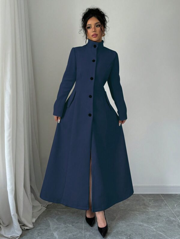 Abrigo Elegante de Invierno de Color Sólido con Cuello Alto - Image 19