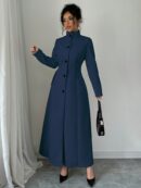 Abrigo Elegante de Invierno de Color Sólido con Cuello Alto