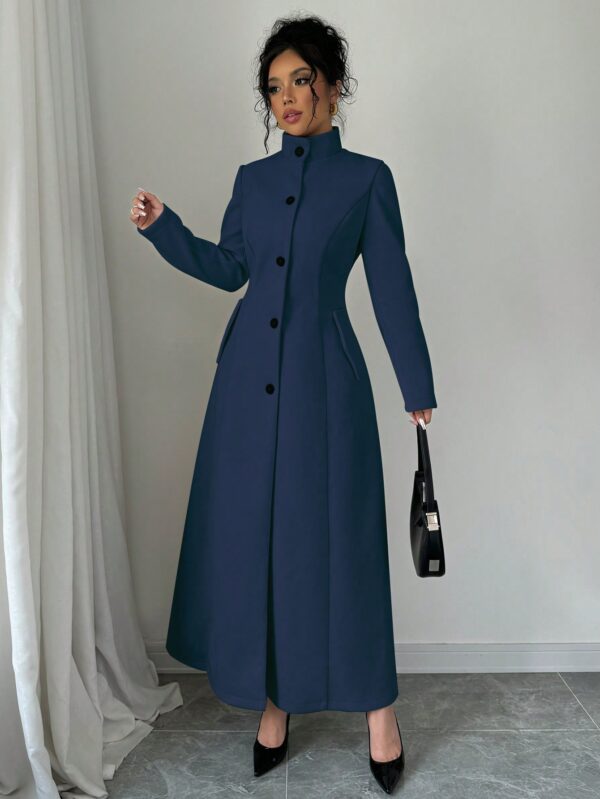 Abrigo Elegante de Invierno de Color Sólido con Cuello Alto - Image 20