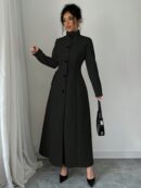 Abrigo Elegante de Invierno de Color Sólido con Cuello Alto