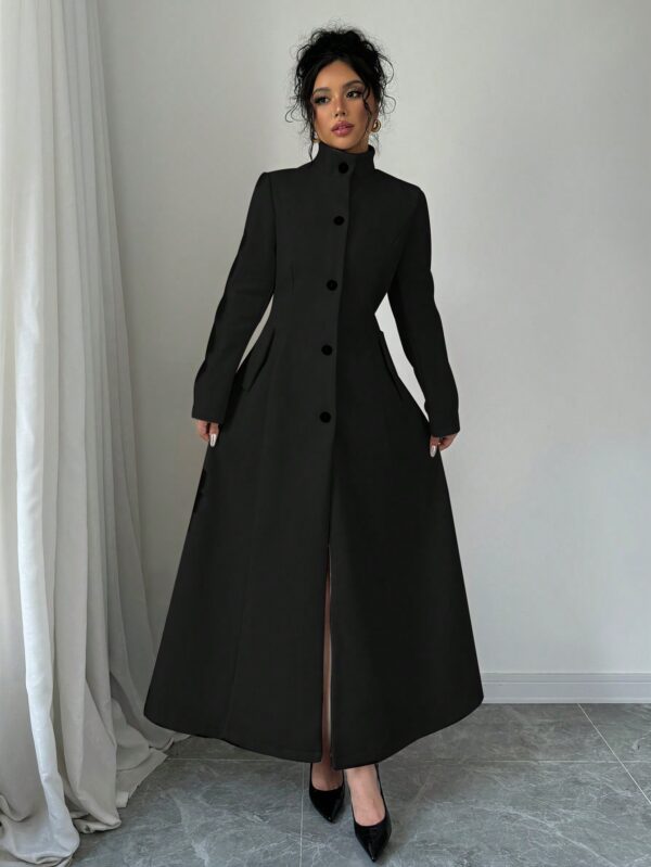 Abrigo Elegante de Invierno de Color Sólido con Cuello Alto - Image 11