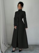 Abrigo Elegante de Invierno de Color Sólido con Cuello Alto