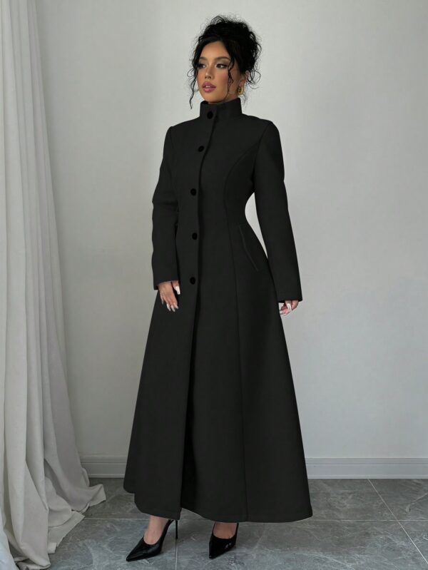 Abrigo Elegante de Invierno de Color Sólido con Cuello Alto - Image 12