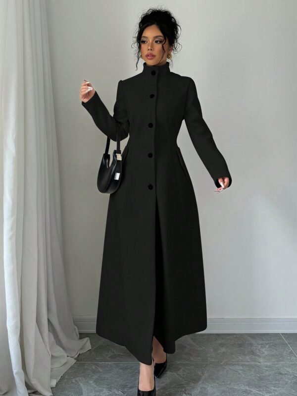 Abrigo Elegante de Invierno de Color Sólido con Cuello Alto - Image 13
