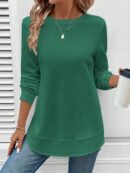 Sudadera Cómoda Casual con Textura Waffle y Dobladillo Asimétrico
