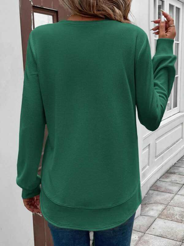 Sudadera Cómoda Casual con Textura Waffle y Dobladillo Asimétrico - Image 51
