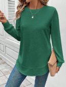 Sudadera Cómoda Casual con Textura Waffle y Dobladillo Asimétrico