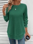 Sudadera Cómoda Casual con Textura Waffle y Dobladillo Asimétrico