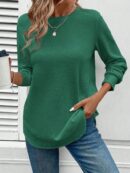 Sudadera Cómoda Casual con Textura Waffle y Dobladillo Asimétrico