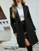 Abrigo Elegante con Cuello Solapa y Doble Botonadura