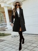Abrigo Elegante con Cuello Solapa y Doble Botonadura