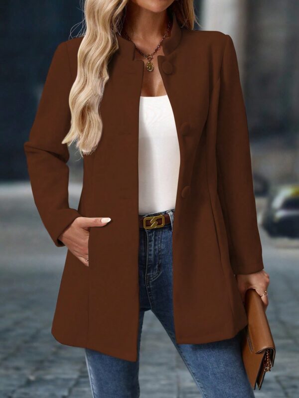 Chaqueta Midi Casual de Cuello Alto para Mujer - Image 20