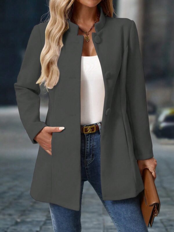 Chaqueta Midi Casual de Cuello Alto para Mujer - Image 30