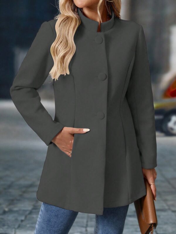 Chaqueta Midi Casual de Cuello Alto para Mujer - Image 33