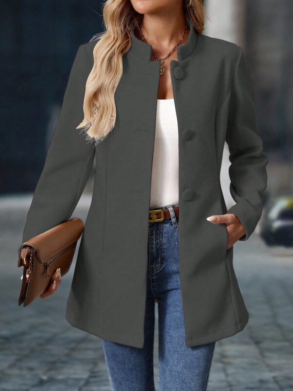Chaqueta Midi Casual de Cuello Alto para Mujer - Image 34