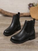 Botas Chelsea Negras con Remaches y Banda Elástica