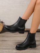 Botas Chelsea Negras con Remaches y Banda Elástica
