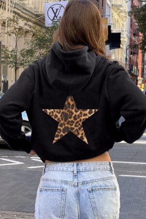 Buzo Oversize con Capucha y Estampado Geométrico & de Leopardo