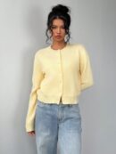 Cardigan Casual Cuello Redondo Manga Larga en Color Sólido