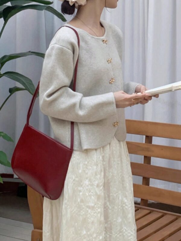 Cardigan de Punto Elegante con Botones Decorativos y Cuello Redondo - Image 18