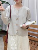 Cardigan de Punto Elegante con Botones Decorativos y Cuello Redondo