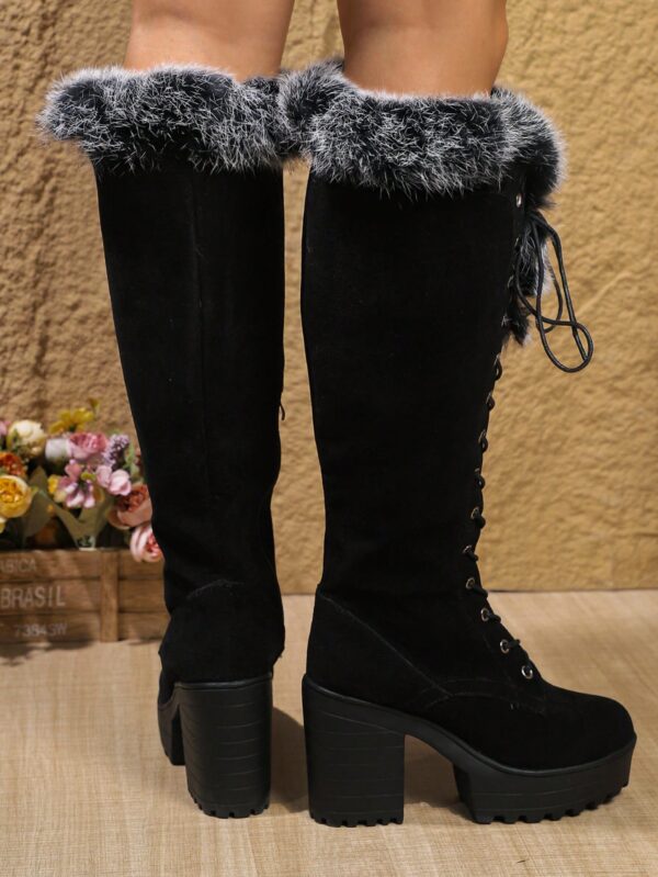 Botas Altas de Invierno con Forro Espeso y Tacón Alto Talla Grande - Image 5