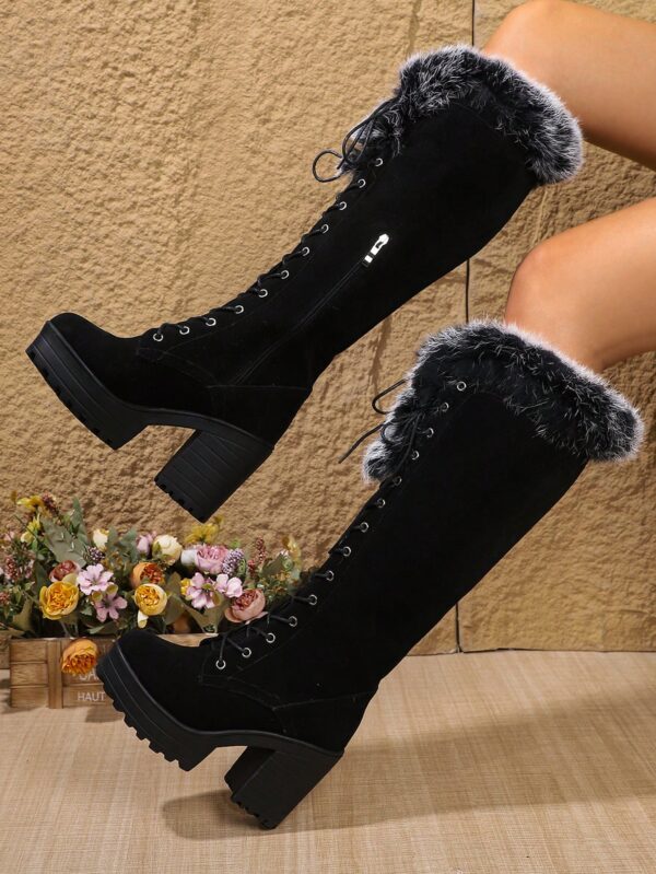 Botas Altas de Invierno con Forro Espeso y Tacón Alto Talla Grande - Image 2