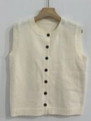 Top Casual Tejido en Punto con Botones y Cuello Redondo