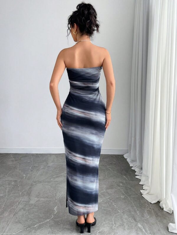 Vestido Strapless Tie Dye con Abertura Lateral y Ruched - Image 81