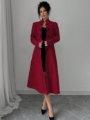 Abrigo Elegante Cuello Alto y Botones Estilo Chino