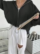 Buzo con Capucha y Bolsillos para Mujer - Cierre Frontal