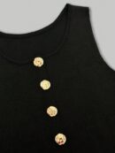 Chaleco Elegante de Botones Metálicos con Cuello Redondo