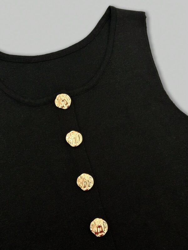 Chaleco Elegante de Botones Metálicos con Cuello Redondo - Image 7