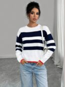 Sweater a Rayas Colorido con Hombros Caídos