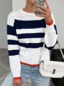 Sweater a Rayas Colorido con Hombros Caídos