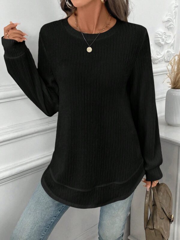 Sudadera Cómoda Casual con Textura Waffle y Dobladillo Asimétrico - Image 19