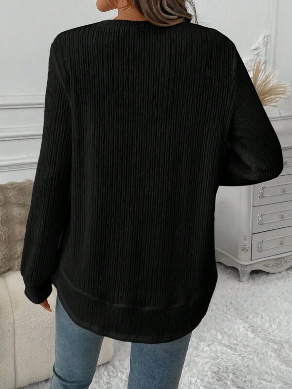 Sudadera Cómoda Casual con Textura Waffle y Dobladillo Asimétrico - Image 20