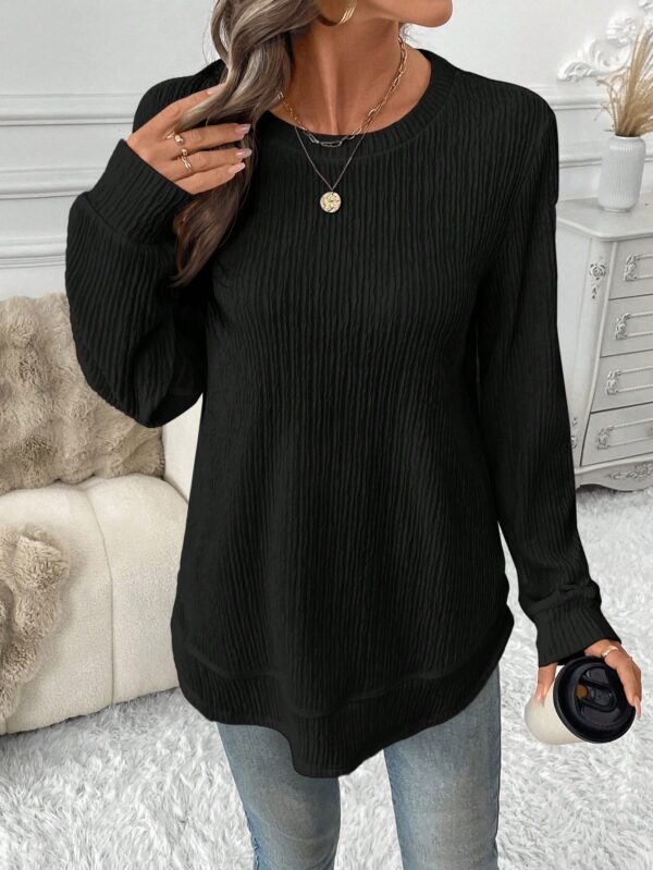 Sudadera Cómoda Casual con Textura Waffle y Dobladillo Asimétrico - Image 23