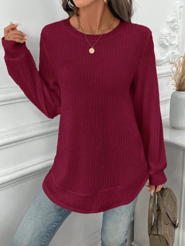 Sudadera Cómoda Casual con Textura Waffle y Dobladillo Asimétrico - Image 38
