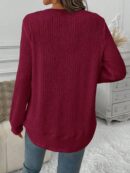 Sudadera Cómoda Casual con Textura Waffle y Dobladillo Asimétrico