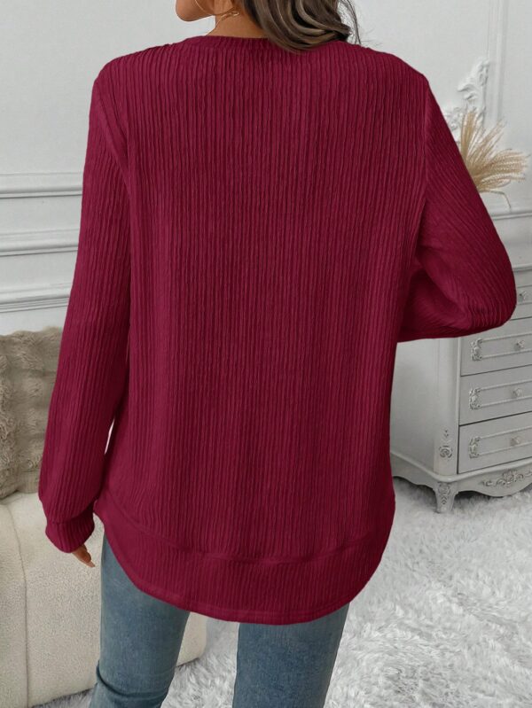 Sudadera Cómoda Casual con Textura Waffle y Dobladillo Asimétrico - Image 39