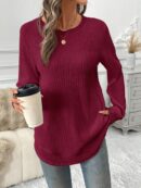 Sudadera Cómoda Casual con Textura Waffle y Dobladillo Asimétrico