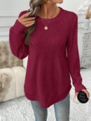 Sudadera Cómoda Casual con Textura Waffle y Dobladillo Asimétrico