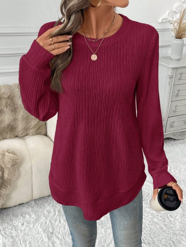 Sudadera Cómoda Casual con Textura Waffle y Dobladillo Asimétrico - Image 42