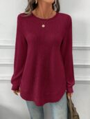 Sudadera Cómoda Casual con Textura Waffle y Dobladillo Asimétrico