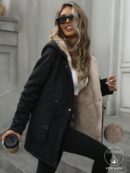 Abrigo Acolchado Casual con Capucha y Cintura Ajustable
