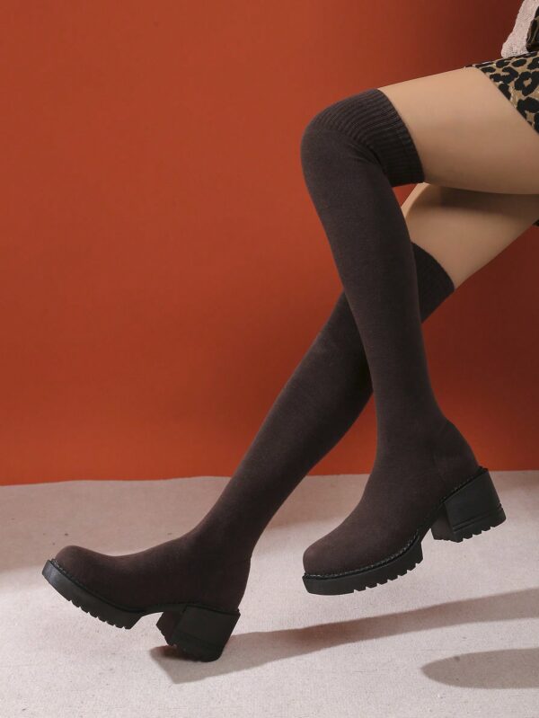 Botas Tejidas Minimalistas sobre la Rodilla con Plataforma - Image 8