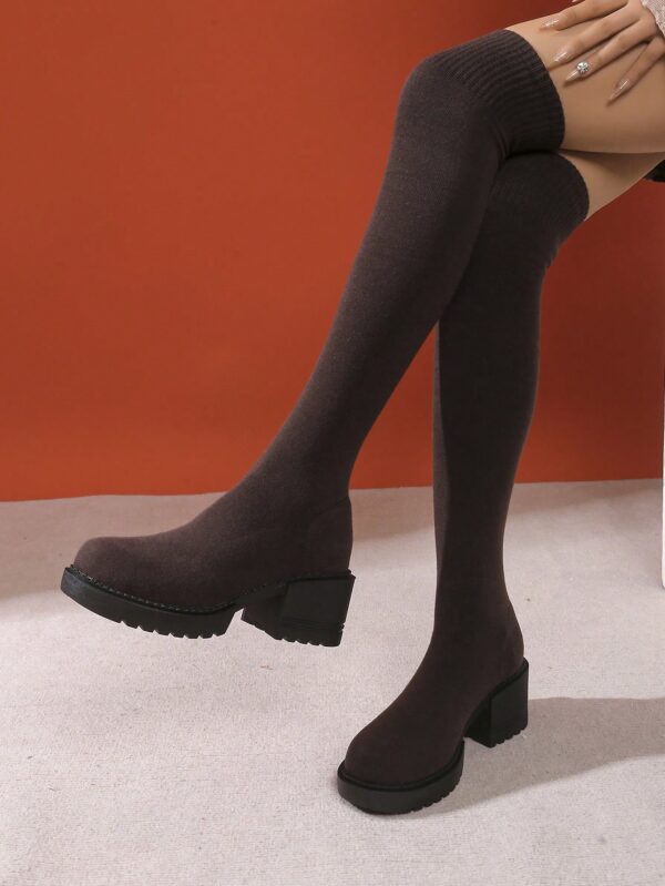 Botas Tejidas Minimalistas sobre la Rodilla con Plataforma - Image 9