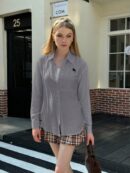 Camisa Estampada con Manga Larga y Hombros Caídos